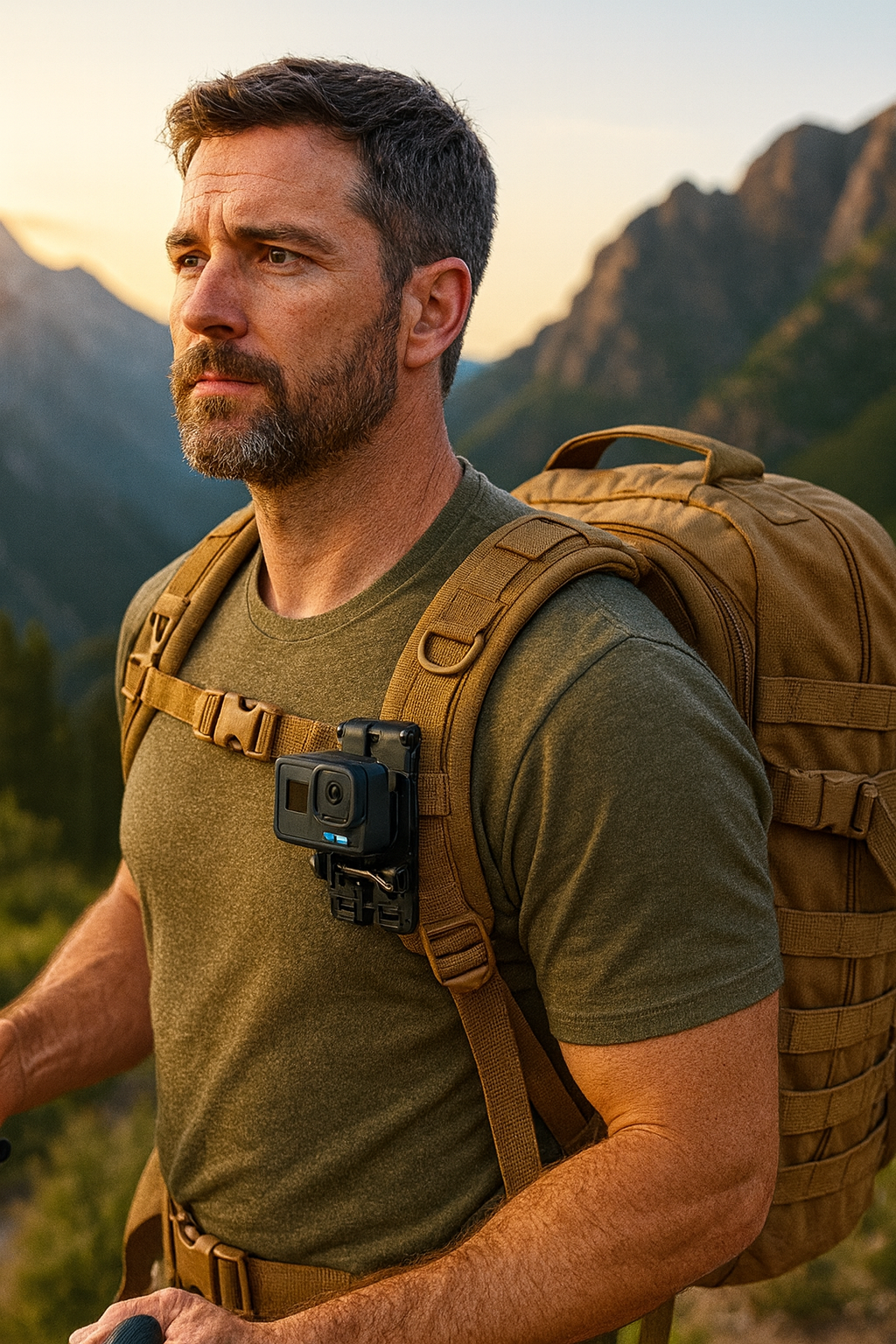 MOLLE Body Camera Mount Made for GoPro – Tactical Chest & Shoulder Strap Camera Holder (GoPro Not Included)